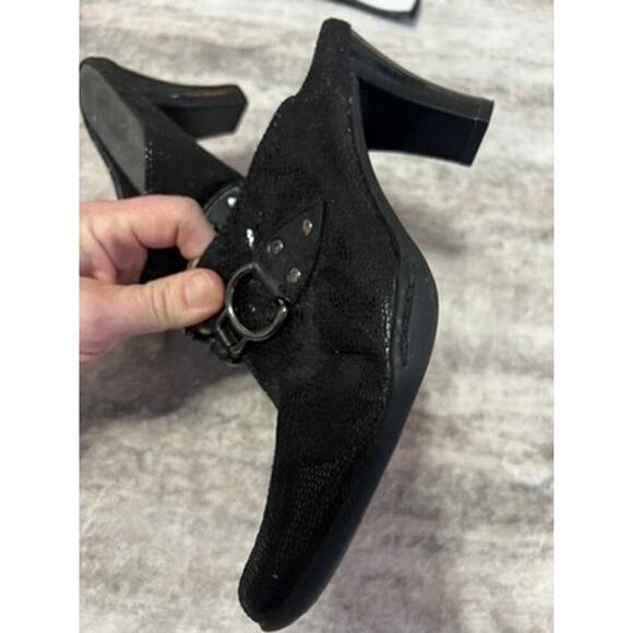Black Aerosoles slide shoes dressy shiny nightlife going out sz 7.5 clog - Picture 3 of 7